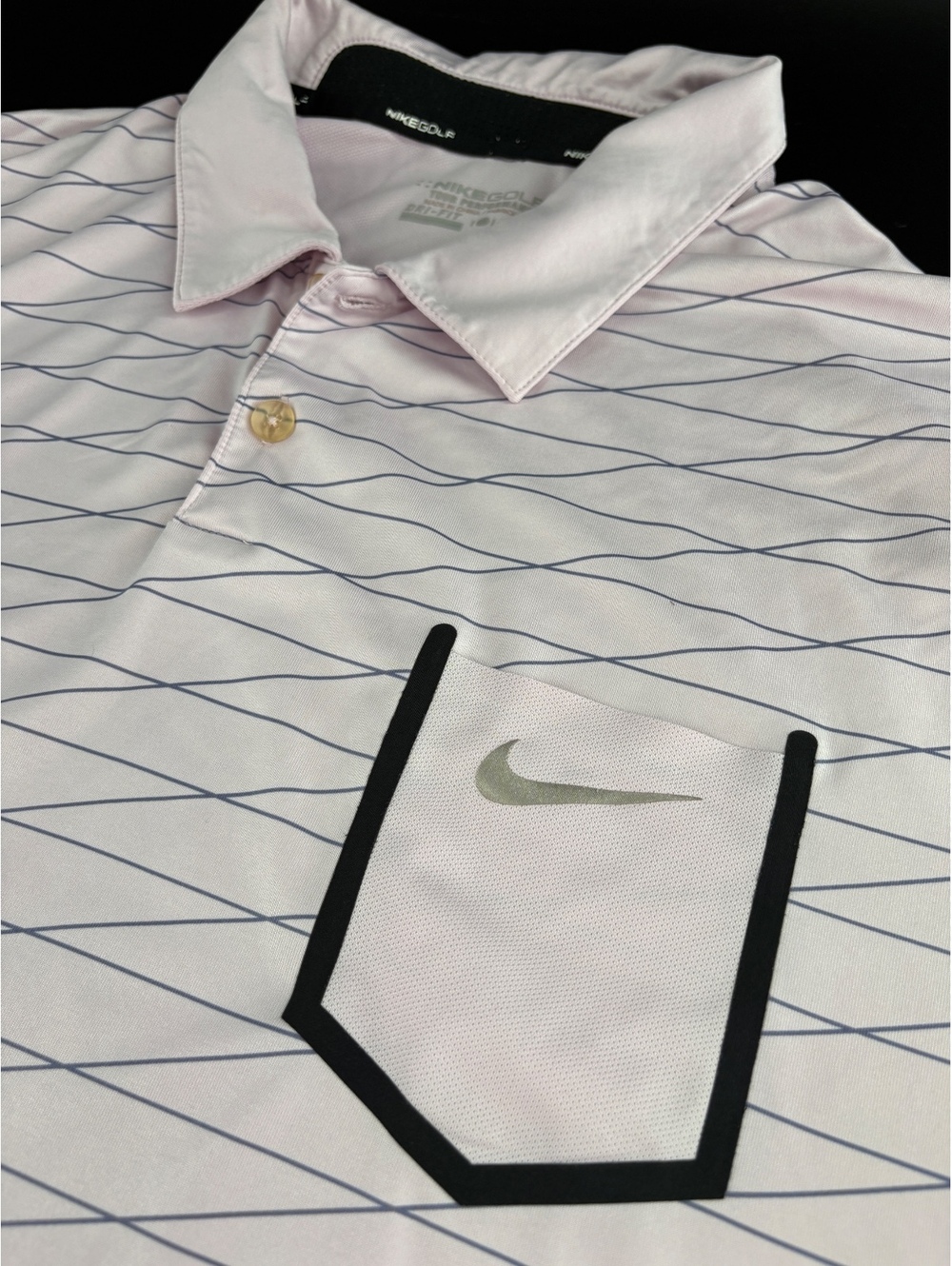 Nike Golf Tour Performance Polo Men's XL Pink White Pinstripe